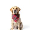 PTDECOR Christmas Dog Bandana Set 2‑Pack Red Green Plaid Tassel Small-2