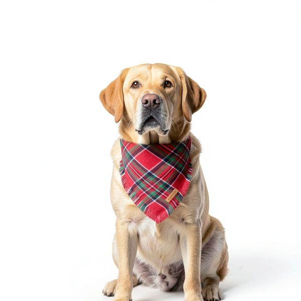 PTDECOR Christmas Dog Bandana Set 2‑Pack Red Green Plaid Tassel Small-2