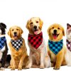 youyishi Dog Bandana Cotton Plaid & Grid Designs Adjustable Sizes-3