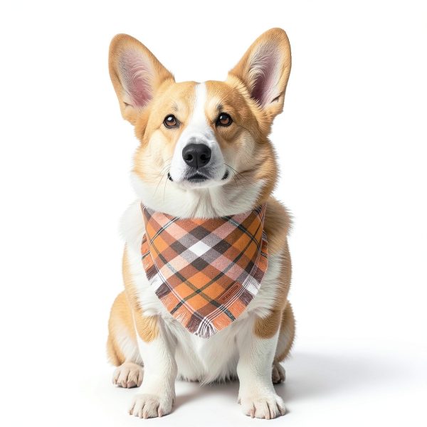 PTDECOR Fall Dog Bandana Small/XL Orange Plaid Tassel 2‑Pack-2