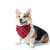 ADOGGYGO Christmas Dog Bandana Set Red Green Plaid with Tassels-1