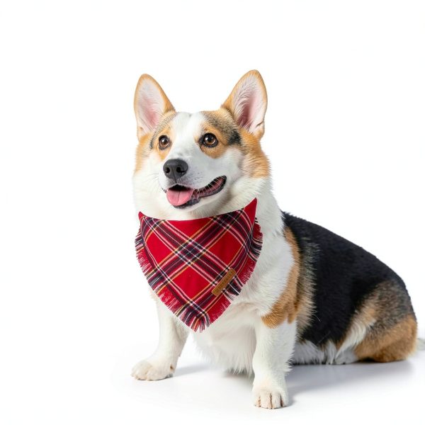 ADOGGYGO Christmas Dog Bandana Set Red Green Plaid with Tassels-1