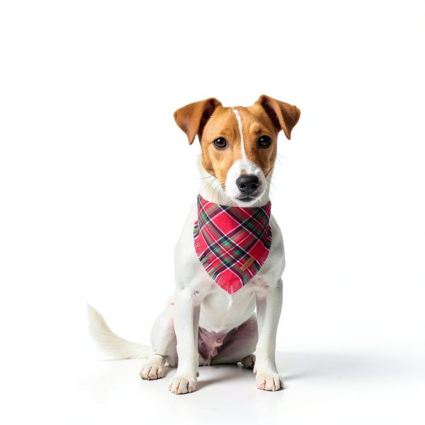 PTDECOR Christmas Dog Bandana 2 Pack Red Green Plaid Tassel-2