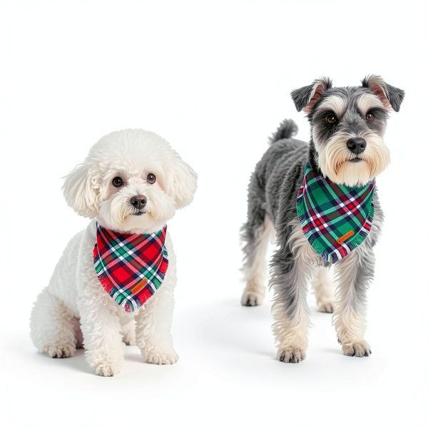 ADOGGYGO Christmas Dog Bandanas Premium Cotton Plaid Pack of Two Small-2