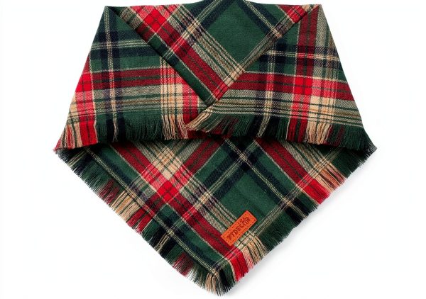 PTDECOR Christmas Dog Bandana 2 Pack Red Green Plaid Tassel-4