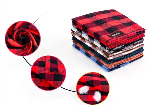 youyishi Dog Bandana Cotton Plaid & Grid Designs Adjustable Sizes-2