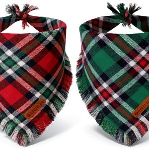 ADOGGYGO Christmas Dog Bandana Red Green Plaid Soft Cotton Sizes-0