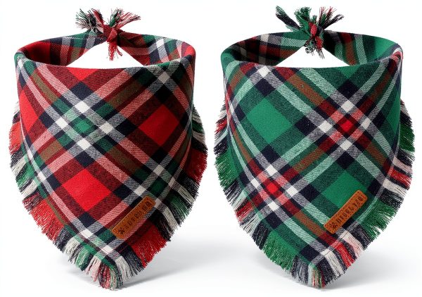 ADOGGYGO Christmas Dog Bandanas Premium Cotton Plaid Pack of Two Small-0