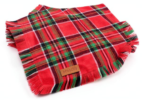 PTDECOR Christmas Dog Bandana 2 Pack Red Green Plaid Tassel-5