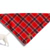 ADOGGYGO Christmas Dog Bandana Set Red Green Plaid with Tassels-3