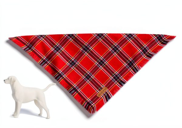 ADOGGYGO Christmas Dog Bandana Set Red Green Plaid with Tassels-3