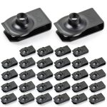 30 PCS Bumper Fender Extruded U Nuts, Bumper Fender U Style Clip on Nut Extruded UStyle Spring Nuts, U-Type Carbon Steel Regular Extrudeds U-Nut UType Fasteners for Auto Fenders Grill Retainer Clips-0