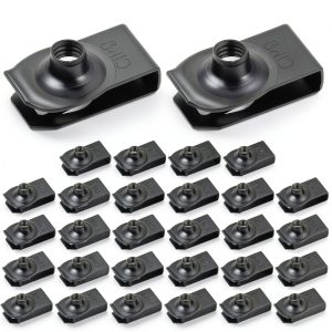 30 PCS Bumper Fender Extruded U Nuts, Bumper Fender U Style Clip on Nut Extruded UStyle Spring Nuts, U-Type Carbon Steel Regular Extrudeds U-Nut UType Fasteners for Auto Fenders Grill Retainer Clips-0