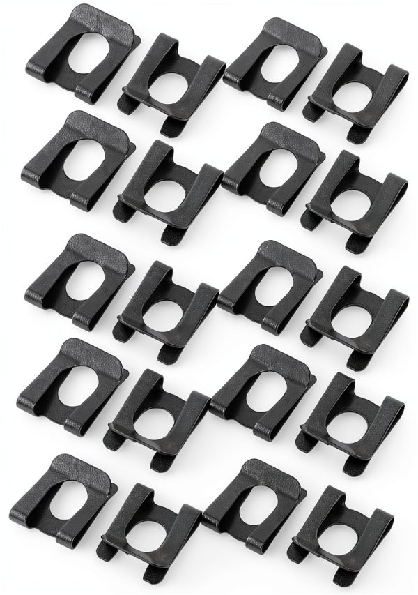 uxcell 20pcs Fit 10mm Dia Bolt 65Mn Steel Spring U Clip Nut Black 22mm x 18mm-0